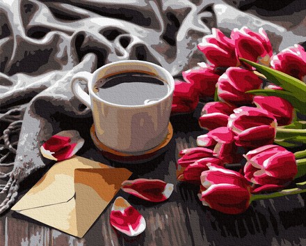 Картина для малювання за номерами Brushme Тюльпани до кави 40х50см (GX36492)