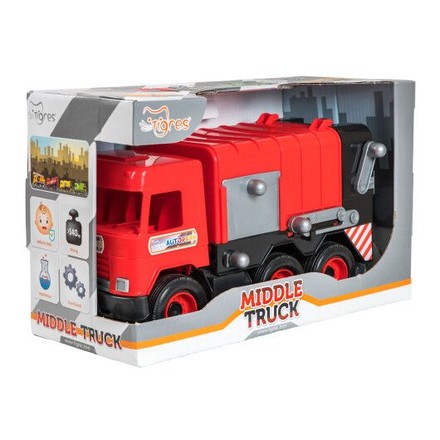 Іграшка дитяча Tigres Middle truck Сміттєвоз в коробці червоний (39488)