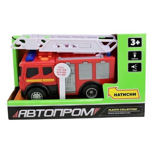 Машинка Автопром пожежна вантажівка із автодрабиною світло-звукові ефекти (AP-7996)