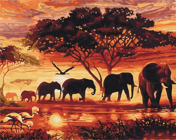 Картина за номерами Brushme Слони в савані 40х50 (BS5189)