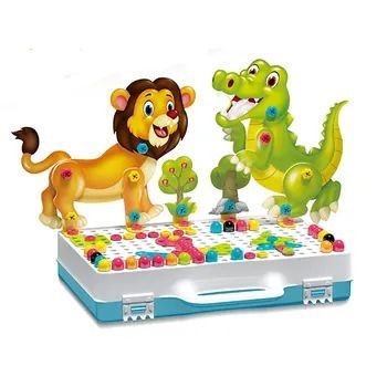 Мозаика Limo Toy 4 в 1 на шурупах с шуруповертом 257 дет в чемоданчике (M5598)