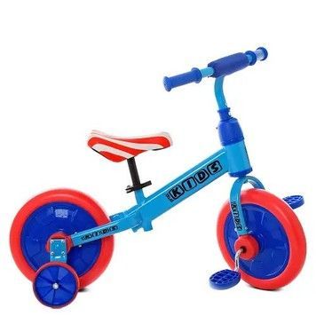 Біговел PROFI KIDS 12" 2в1 з допоміжними колесами синьо-червоний (М5453-3)