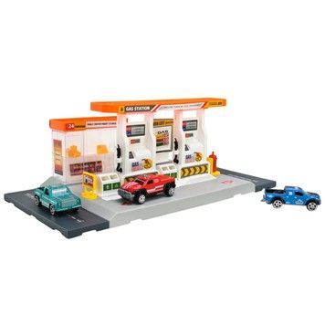 Игрушечный паркинг Автопром АЗС 3 машинки 26 эл (PS005-1)