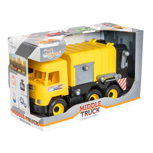 Детская игрушка Middle truck мусоровоз в коробке желтый (39492)