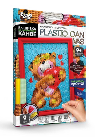 Вишивка на пластиковій канві Danko Toys PLASTIC CANVAS Ведмедик (рос.) (PC-01-03)