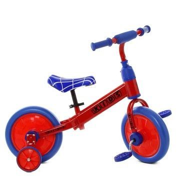 Біговел PROFI KIDS 12" 2в1 з допоміжними колесами Spider-Man Червоний (М5453-1)