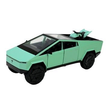 Коллекционная модель Автопром Cybertruck с киберциклом 1:24 металлическая со светло-звуковыми эффектами мятная (AP7726TF)