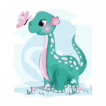 Картина для рисования по номерам Стратег Милый голубой динозавр 30х40см (SV-0051)