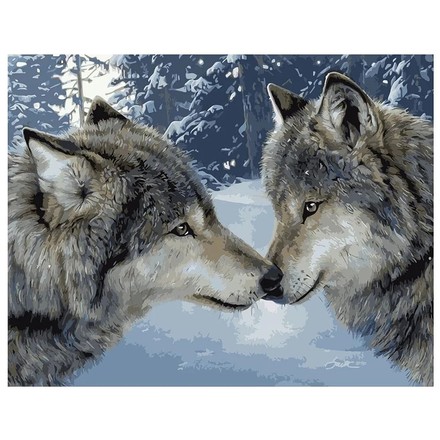 Картина для рисования по номерам Стратег Поцелуй волков 40x50 (VA-1651)