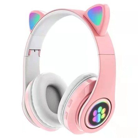Бездротові навушники Cat Ear з котячими вушками і LED-підсвіткою рожеві (STN-28PN)