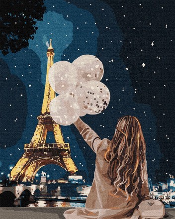 Картина-розмальовка Ідейка за номерами Незабутній вечір в Парижі 40х50 (KHO4763)