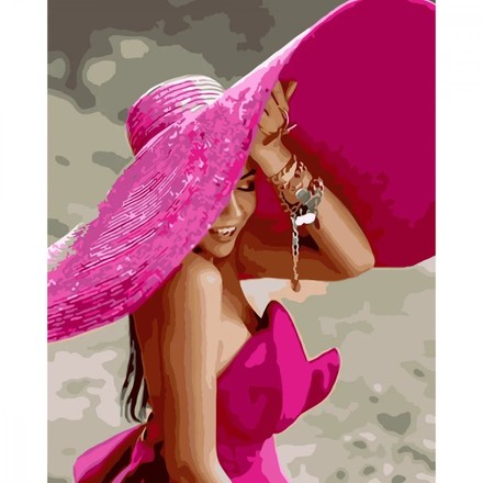 Картина для малювання за номерами Стратег Рожевий капелюх 40x50 (SY6579)