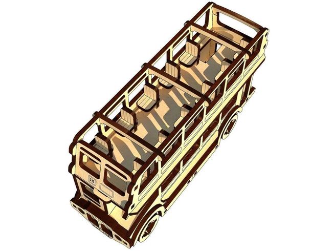 3D Пазлы PAZLY деревянный конструктор Лондонский двухэтажный автобус 121 дет (OPZ-028)