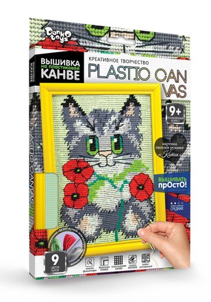 Вишивка на пластиковій канві Danko Toys PLASTIC CANVAS Котик (рос.) (PC-01-02)