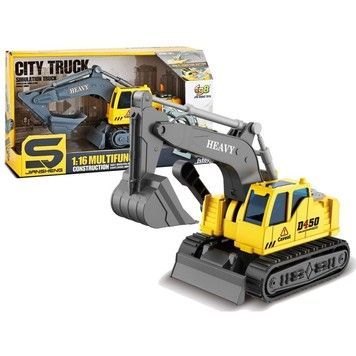 Іграшкова будтехніка City Truck екскаватор 1:16 із світловими ефектами жовтий (JS112YL)