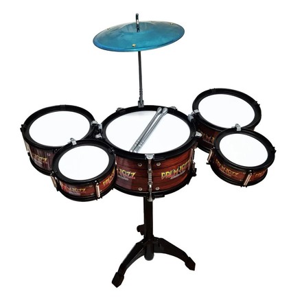 Игрушечная барабанная установка Drum Set Jazz 5 барабанов коричневая (4688BR)