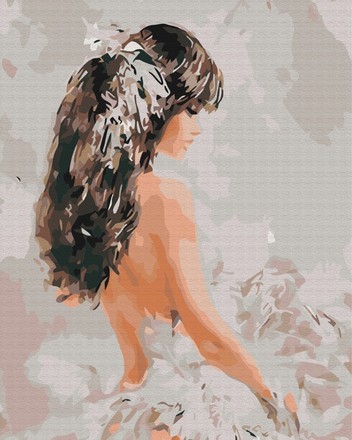 Картина для малювання за номерами Brushme Дівчина з пір'ям 40х50см (BS6977)