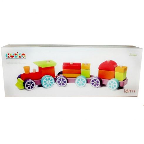 Деревянная игрушка Cubika Поезд Радужный экспресс LP-3 15 деталей (12923)