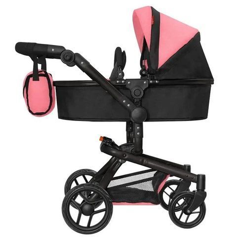 Коляска для куклы CARRELLO FORTUNA HOT PINK 2в1 с сумкой розовая (9695+BAG PINK)