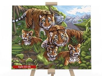 Картина для рисования по номерам Danko Toys Семья тигров 30x40 (KrNe-03-06)