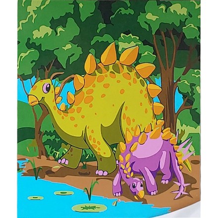 Картина-розфарбовка за номерами Strateg Динозаври коло берега 30x30 (ES172)