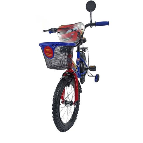 Велосипед двухколесный (+2 ролика) в стиле м/ф "Тачки" детский 16" с корзиной синий (TCH-16BL)
