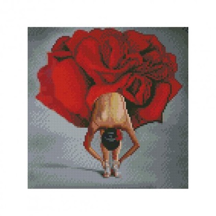 Картина по номерам с алмазной мозаикой Стратег Балерина в красном 30х30см (CA-0014)