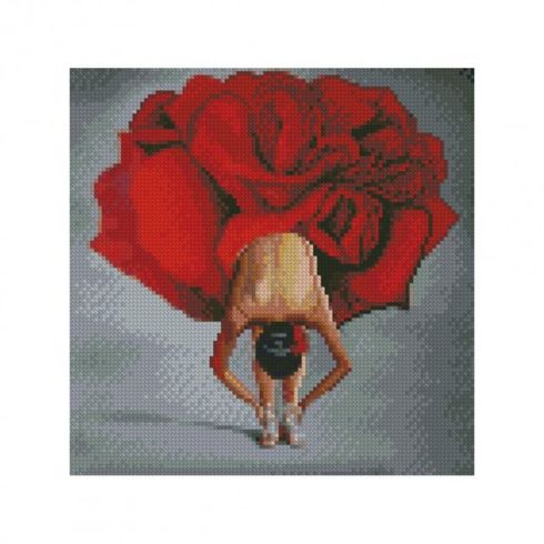 Картина за номерами з алмазною мозаїкою Стратег Балерина в червоному 30х30см (CA-0014)