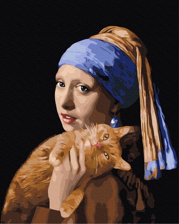 Картина за номерами Brushme Дівчина з рудим котиком 40х50 (BS51581)