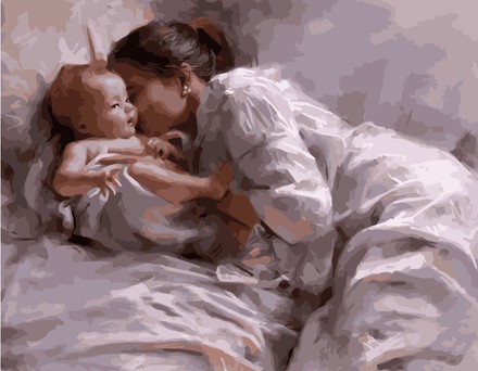 Картина для малювання за номерами Стратег Мати з немовлям 40х50см (VA-1614)