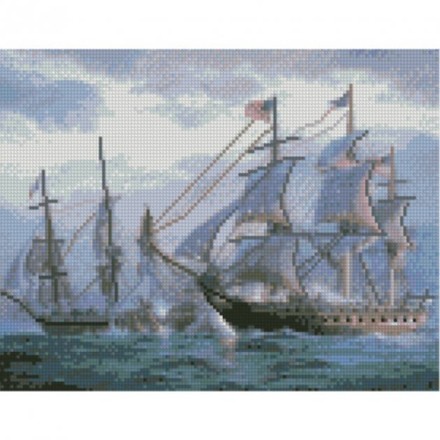 Картина по номерам с алмазной мозаикой Стратег Морская баталия 30х40см (HX331)