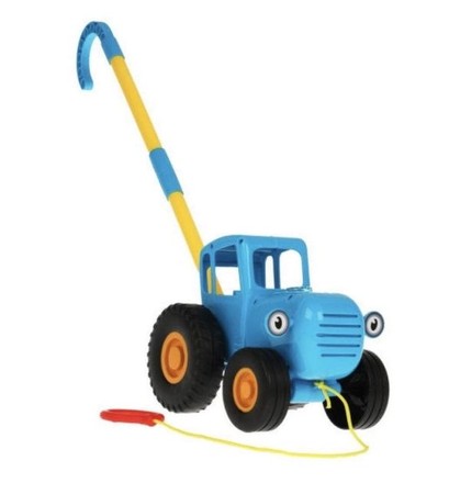 Игрушка-каталка с ручкой музыкальный Синий трактор (PG1900)