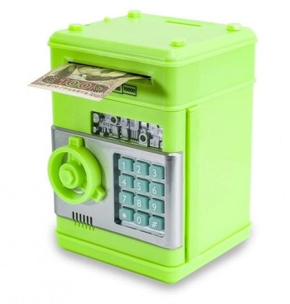 Скарбничка-сейф Number Bank з кодовим замком зелена (LS062TF)