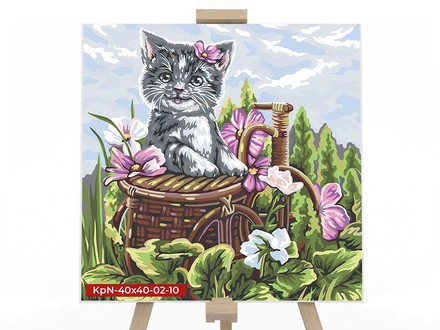 Картина для малювання за номерами Danko Toys Веселий кіт 40х40см (KpNe-40*40-02-10')