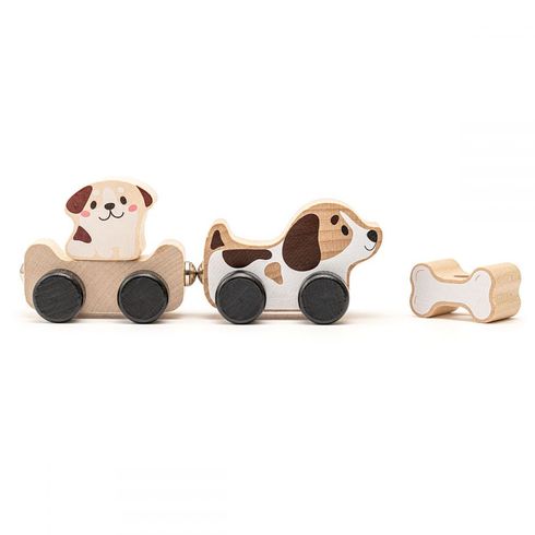 Деревянная игрушка Cubika Машинка Смышленые щенки (15443)