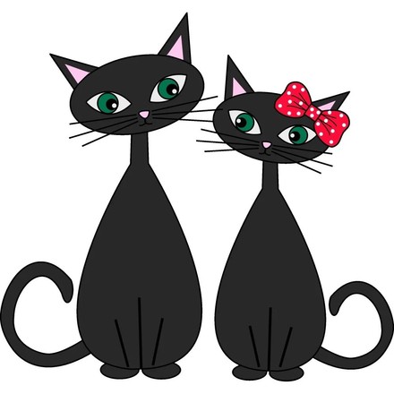 Картина-розмальовка за номерами Strateg Кохання чорних котів 30x30 (ES165)