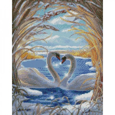 Картина за номерами Strateg з алмазною мозаїкою Кохання лебедів 30x40 (KB026)