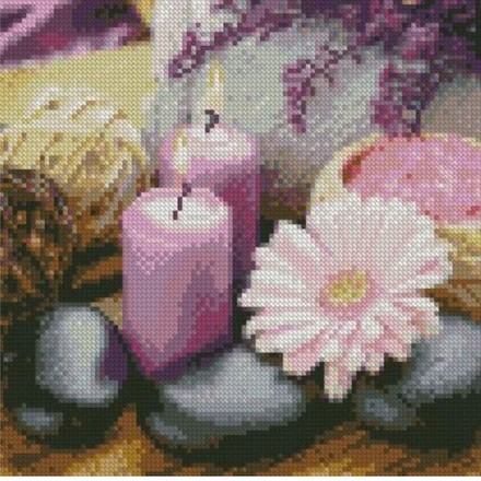Картина по номерам с алмазной мозаикой Стратег Свечи и цветы 30х30см (CA-0048)
