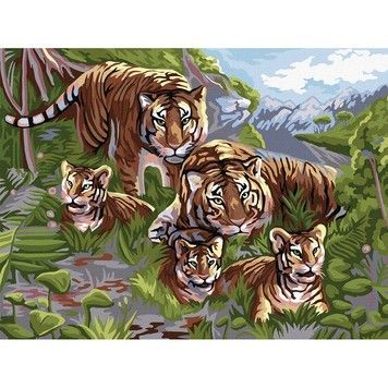Картина Danko Toys для рисования по номерам Семья тигров 30х40 (KpNe-03-06)
