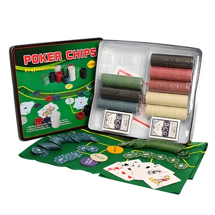 Игра настольная Покер в металлической коробке 500 фишек (D25355)