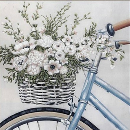Картина-розмальовка Strateg діамантова мозаїка за номерами Велосипед з квітами у кошику 30х30 (ME13835)