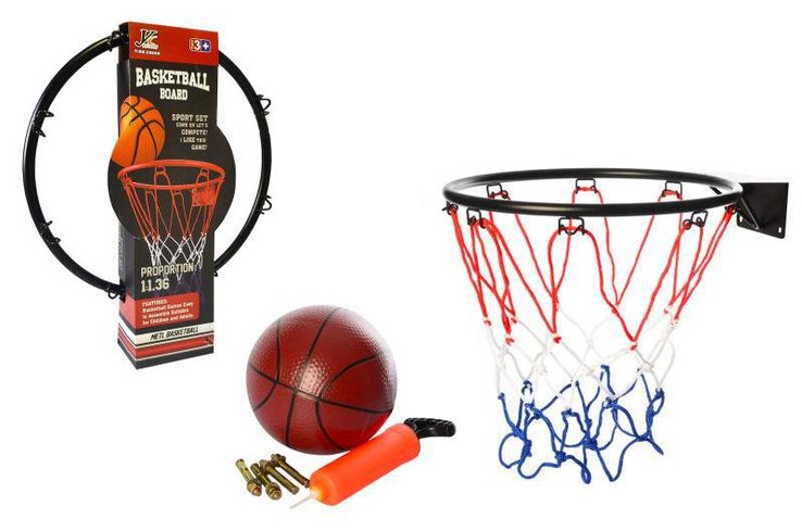 Баскетбольне кільце зменшене з м'ячем, насосом та сіткою метал 32 см (MR0167)