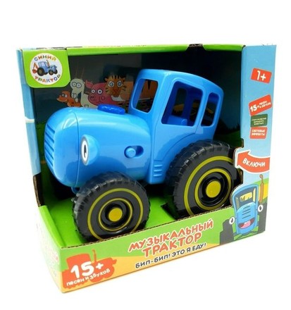 Игрушка-каталка с веревкой музыкальный Синий трактор (PG1800)