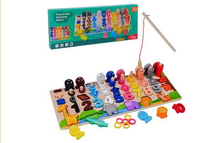 Деревянная игрушка бизиборд многофункциональная дощечка обучающая панель 5в1 (WD13025)
