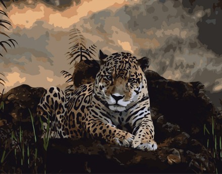 Картина для малювання за номерами Стратег Стомлений леопард 40х50см (VA-0447)