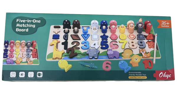 Дерев'яна іграшка бізіборд багатофункціональна дощечка навчальна панель 5в1 (WD13025)