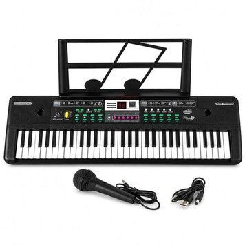 Синтезатор Electronic Keyboard 61 клавіша з мікрофоном працює від мережі/батарейок (MQ6112)