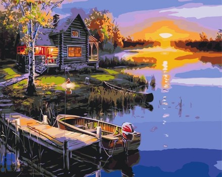 Картина для рисования по номерам Brushme Дом у озера 40х50см (BS51375)