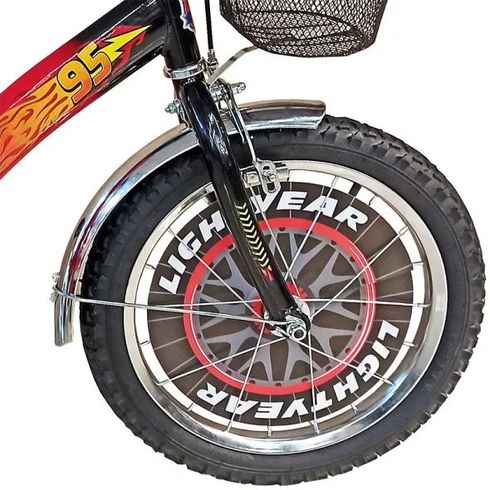 Велосипед двухколесный (+2 ролика) в стиле м/ф "Тачки" детский 12" с корзиной красный (TCH-12RD)
