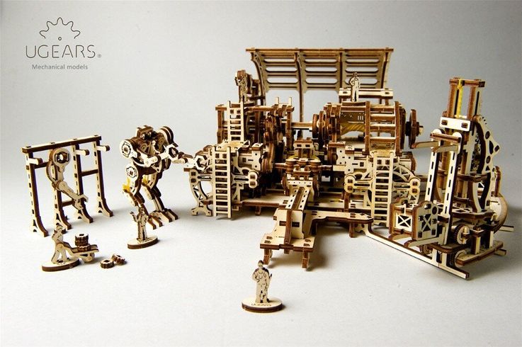 Механический 3D пазл UGEARS Механический город "Фабрика роботов" (70039)